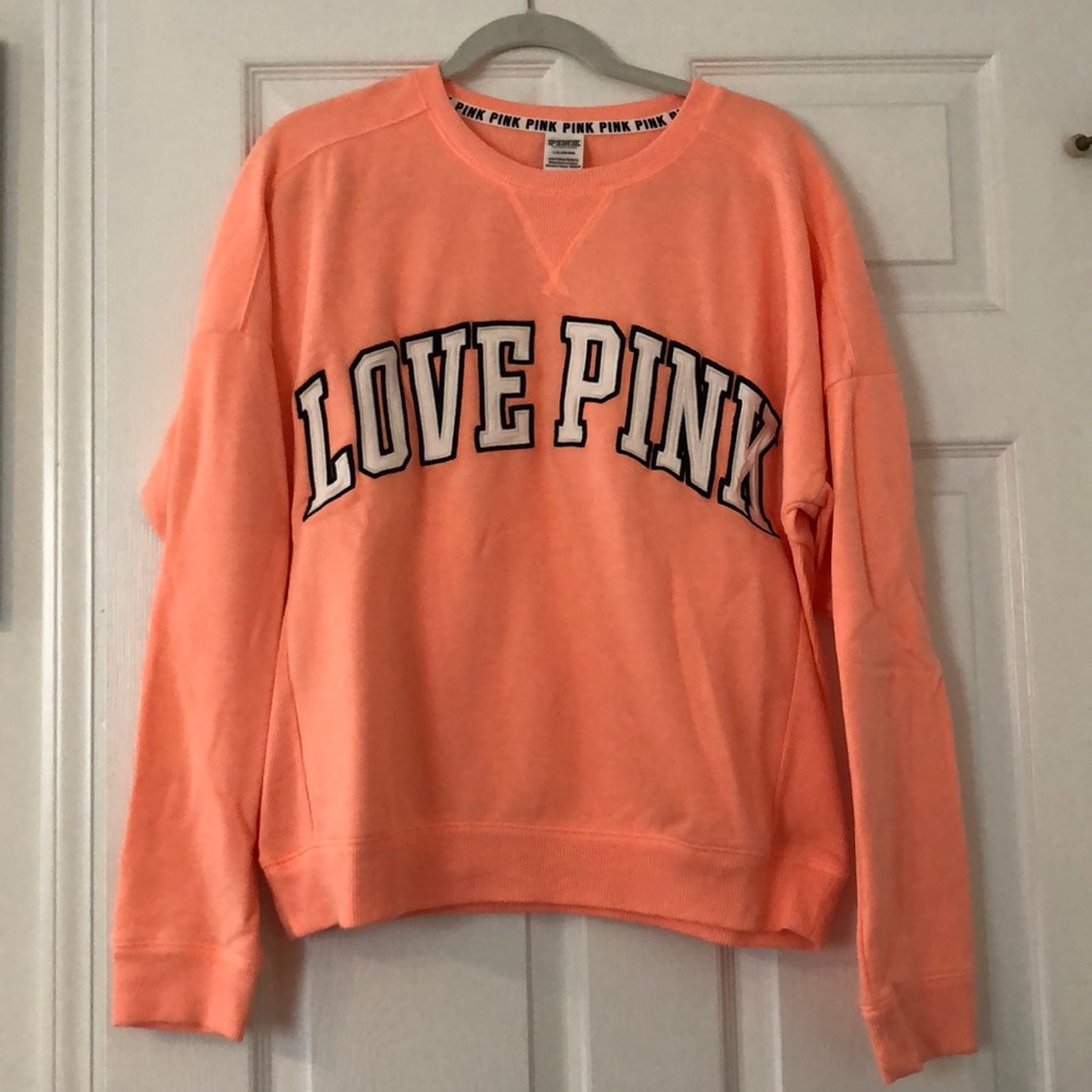 VS PINK coral embroidered sweatshirt